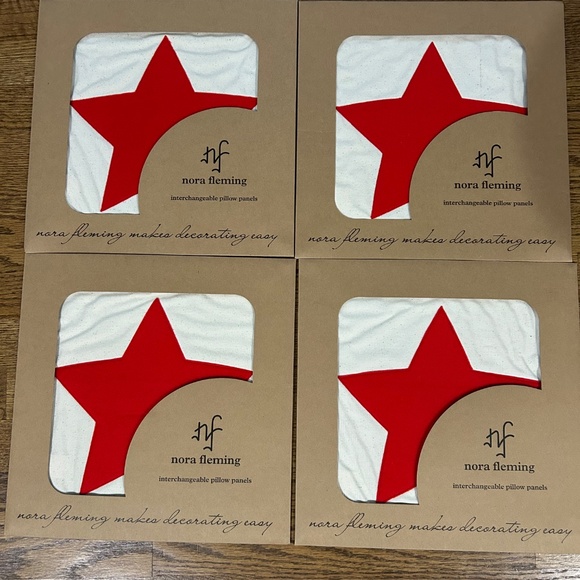 Nora Fleming Pillow Cover Lot of 4 Red Star New - Picture 1 of 16
